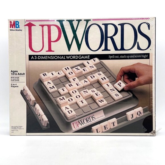 Upwords Milton Bradley 3-Dimensional Word Game 2-4 Players Ages 10+ Box Damage - Picture 1 of 15